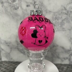 3” Lil Peep Inspired Custom Neon Pink Tattooed Glitter Ornament